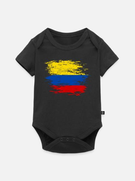 Kolumbien Flagge used - Baby Premium Kurzarmbody - Schwarz