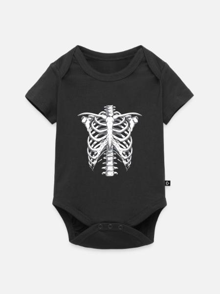 Skelett Halloween Kostüm - Baby Premium Kurzarmbody - Schwarz