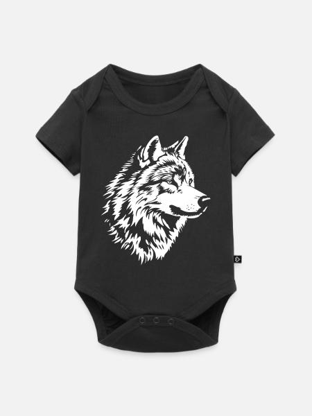 Wolf Gesicht - Baby Premium Kurzarmbody - Schwarz