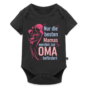 Zur Oma geworden befördert – Geschenk für Familie - Baby Premium Kurzarmbody - Schwarz - Vorne