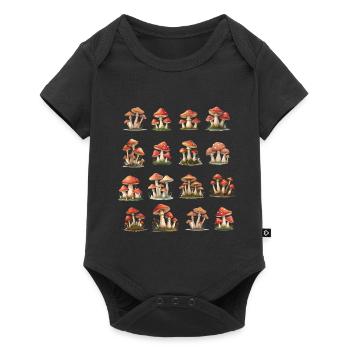 Rote Champignons - Baby Premium Kurzarmbody - Schwarz - Vorne