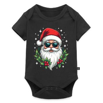 Cool Santa Claus with sunglasses Christmas - Baby Premium short-sleeve bodysuit - black - Front