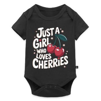 Kirsche Kirschen Früchte Essen - Baby Premium Kurzarmbody - Schwarz - Vorne