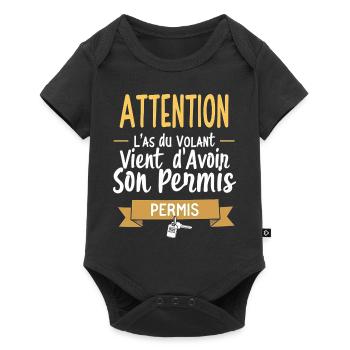 Jeune Conducteur - Humour Permis - Body à manches courtes Premium Bébé - noir - Devant