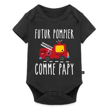 Futur pompier cadeau humour - Body à manches courtes Premium Bébé - noir - Devant