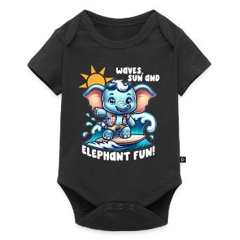 Elephant surfer - Baby Premium short-sleeve bodysuit - black - Front