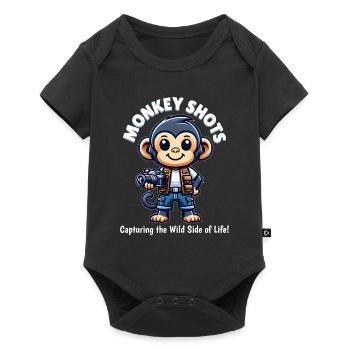 Schimpansen-Fotograf - Baby Premium Kurzarmbody - Schwarz - Vorne