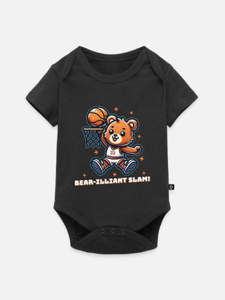 Basketball-Bär - Baby Premium Kurzarmbody - Schwarz