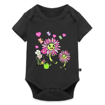 Spring Summer Flowers Flower Children Child Garden - Baby Premium short-sleeve bodysuit - black - Front