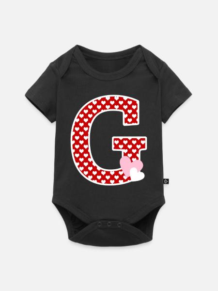 Buchstabe g Herz - Baby Premium Kurzarmbody - Schwarz
