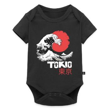 Tokyo, Japon, Asie, Mer, Vague, Montagne, Soleil Ville - Body à manches courtes Premium Bébé - noir - Devant