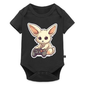 A cute fennec fox playing video games - Baby Premium short-sleeve bodysuit - black - Front