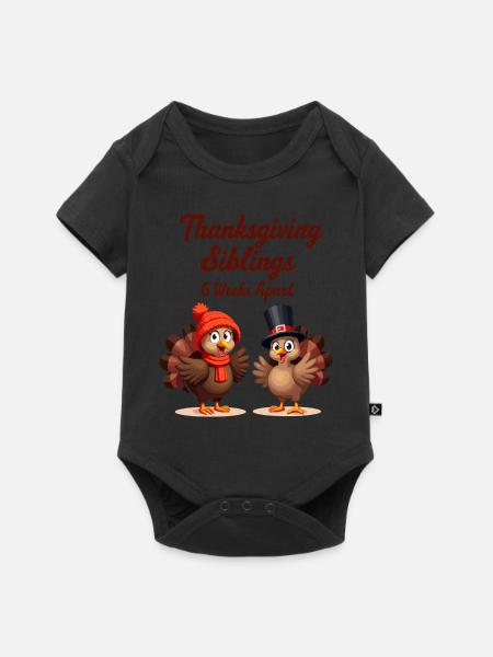 Thanksgiving Geschwister - Baby Premium Kurzarmbody - Schwarz