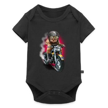 CAT RIDER - Body à manches courtes Premium Bébé - noir - Devant