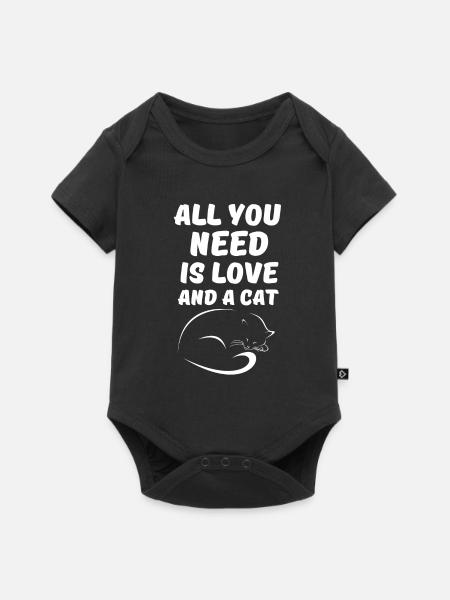All you need is love and a cat - Baby Premium short-sleeve bodysuit - black