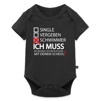 Schwimmen Geschenk T Shirt Wassersport Meer Idee - Baby Premium Kurzarmbody - Schwarz - Vorne