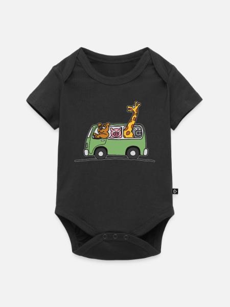 Tier Zoo Bus Kinder T Shirt - Baby Premium Kurzarmbody - Schwarz
