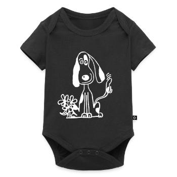 Chien doux avec un cadeau de regard de teckel - Body à manches courtes Premium Bébé - noir - Devant