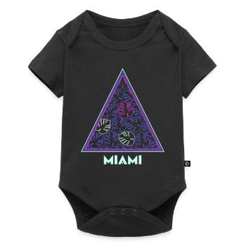 Palm leaves neon triangle Miami gift idea - Baby Premium short-sleeve bodysuit - black - Front