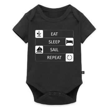 Eat, sleep, sail, repeat - sailing - sailor - boat - Baby Premium short-sleeve bodysuit - black - Front