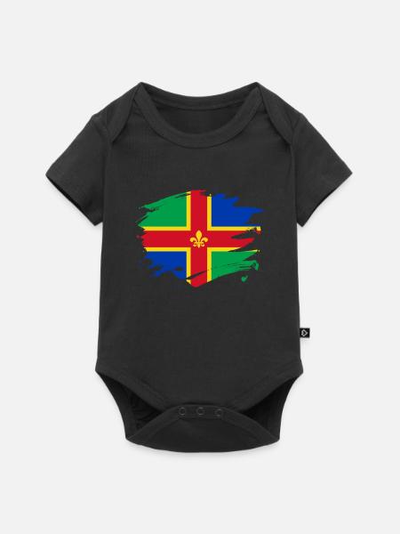 Lincolnshire-Flaggen-Farben-Spritzer-Entwurf - Baby Premium Kurzarmbody - Schwarz