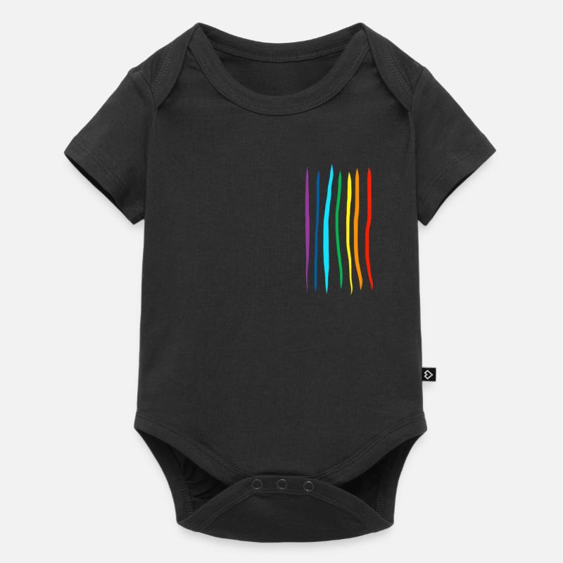 Regenbogen fancyneedle - Baby Premium Kurzarmbody - Schwarz