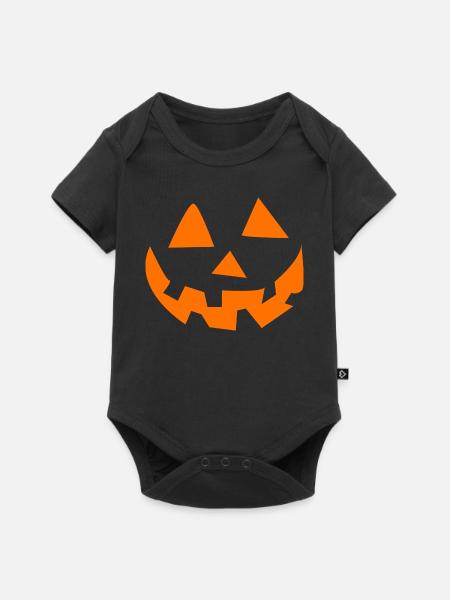 Leuchtender Halloween Kürbis - Baby Premium Kurzarmbody - Schwarz