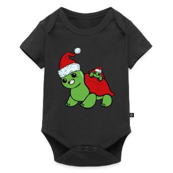 Tortue mignonne douce drôle noël - Body à manches courtes Premium Bébé - noir - Devant