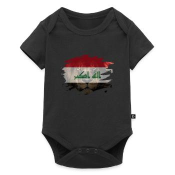 Drapeau irakien et photo de lion d'Afrique - Body à manches courtes Premium Bébé - noir - Devant