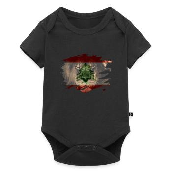 Lebanon Lion Flag Paint Splatter - Baby Premium short-sleeve bodysuit - black - Front