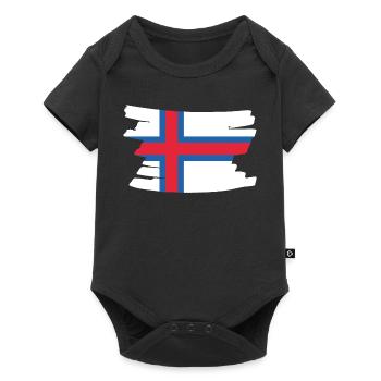 Faroe Islands National Flag - horizontal brush - Baby Premium short-sleeve bodysuit - black - Front