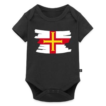 Guernsey National Flag - horizontal brush - Baby Premium short-sleeve bodysuit - black - Front