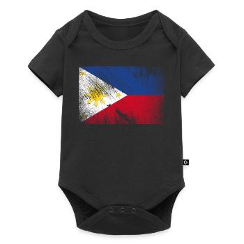Drapeau des Philippines - grunge vintage - Body à manches courtes Premium Bébé - noir - Devant