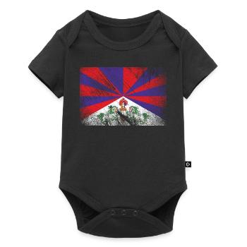 Drapeau du Tibet - brosse grunge - Body à manches courtes Premium Bébé - noir - Devant