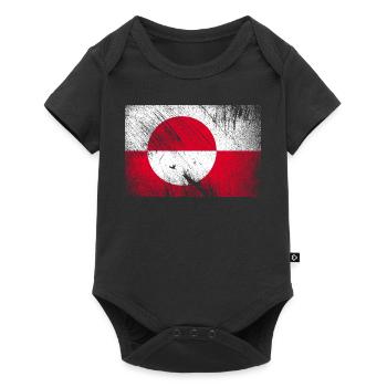 Greenland flag - vintage grunge - Baby Premium short-sleeve bodysuit - black - Front