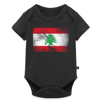 Drapeau du Liban - Vintage Grunge - Body à manches courtes Premium Bébé - noir - Devant