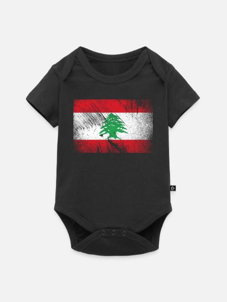 Libanon Flagge - Vintage Grunge - Baby Premium Kurzarmbody - Schwarz