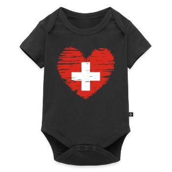 Suisse coeur drapeau blason - Body à manches courtes Premium Bébé - noir - Devant