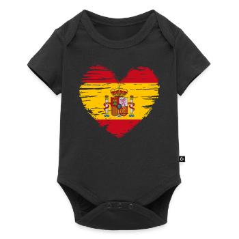 Espagne coeur drapeau drapeau blason - Body à manches courtes Premium Bébé - noir - Devant