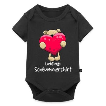 Lieblings Schlafshirt Teddybär mit Herz und Spruch - Baby Premium Kurzarmbody - Schwarz - Vorne