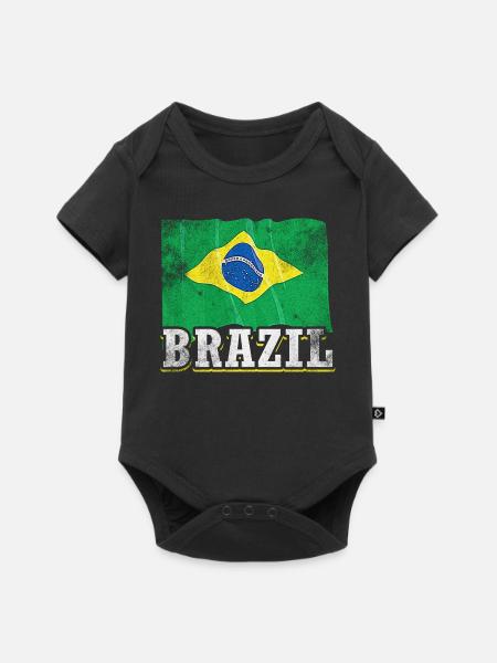 Brasilien Flagge - Baby Premium Kurzarmbody - Schwarz