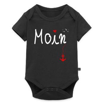 Moin Begrüßung Norddeutschland Super Geschenkidee - Baby Premium Kurzarmbody - Schwarz - Vorne
