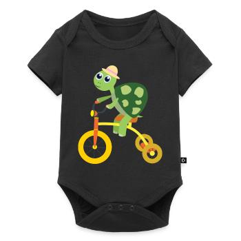 Turtle on tricycle - Baby Premium short-sleeve bodysuit - black - Front