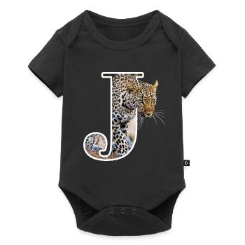 J J Jaguar Alphabet Tiere - Baby Premium Kurzarmbody - Schwarz - Vorne