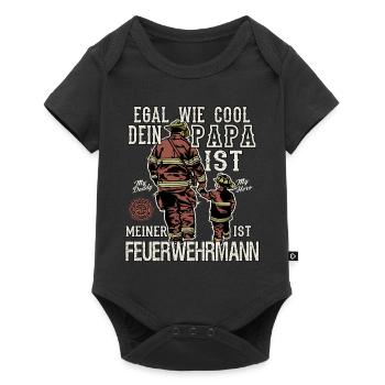 Feuerwehr Feuerwehrmann Papa Kind - Baby Premium Kurzarmbody - Schwarz - Vorne