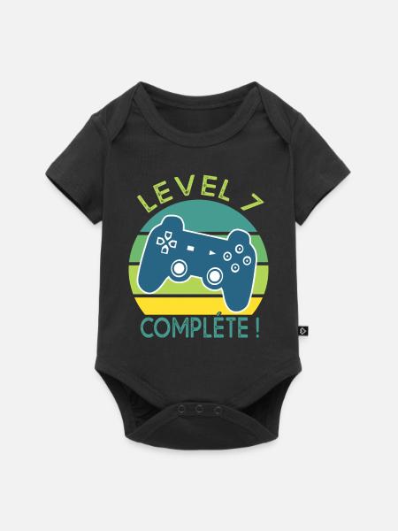 Level 7 Geschenk Geek Geburtstag 7 Jahre gamer - Baby Premium Kurzarmbody - Schwarz