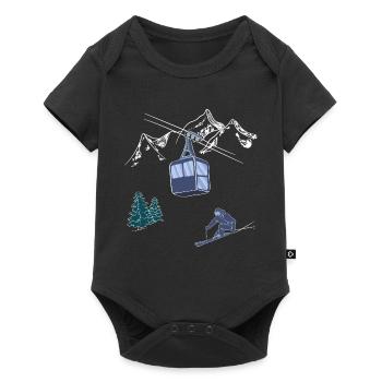 Poudreuse aux gens Scène des remontées mécaniques Skieur sur piste - Body à manches courtes Premium Bébé - noir - Devant