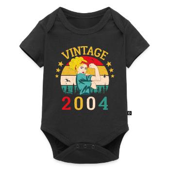 Jubiläum Retro Geschenk Vintage 2004 Vintage - Baby Premium Kurzarmbody - Schwarz - Vorne