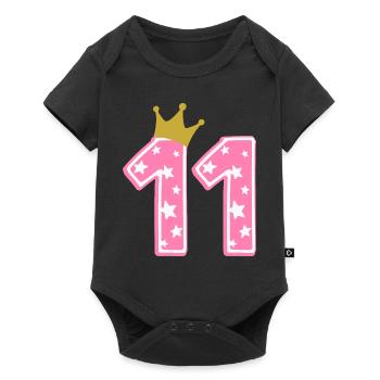 11 Krone 11. Geburtstag 11 Jahre - Baby Premium Kurzarmbody - Schwarz - Vorne