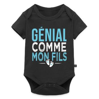 cadeau papa génial comme ma fils - Body à manches courtes Premium Bébé - noir - Devant